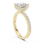 2.57 CT Princess Cut Moissanite Hidden Halo Pave Set Band Wedding Ring in 14K Yellow Gold