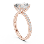 2.57 CT Radiant Cut Moissanite Hidden Halo Pave Set Band Wedding Ring in 14K Yellow Gold