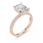 2.57 CT Radiant Cut Moissanite Hidden Halo Pave Set Band Wedding Ring in 14K Yellow Gold