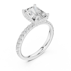 2.57 CT Radiant Cut Moissanite Hidden Halo Pave Set Band Wedding Ring in 14K Yellow Gold