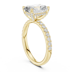 2.57 CT Radiant Cut Moissanite Hidden Halo Pave Set Band Wedding Ring in 14K Yellow Gold