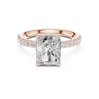 2.57 CT Radiant Cut Moissanite Hidden Halo Pave Set Band Wedding Ring in 14K Yellow Gold