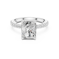 2.57 CT Radiant Cut Moissanite Hidden Halo Pave Set Band Wedding Ring in 14K Yellow Gold