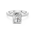 2.57 CT Radiant Cut Moissanite Hidden Halo Pave Set Band Wedding Ring in 14K Yellow Gold