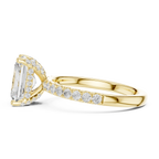 2.57 CT Radiant Cut Moissanite Hidden Halo Pave Set Band Wedding Ring in 14K Yellow Gold