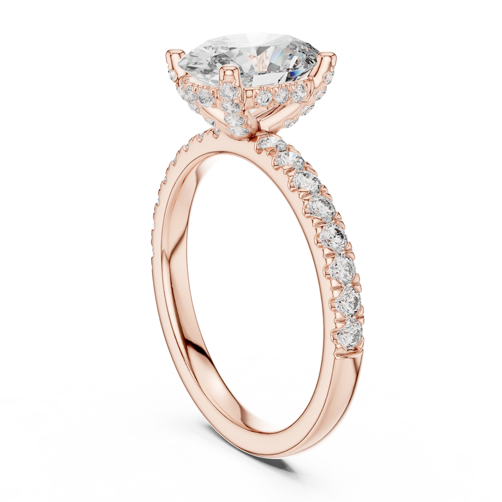 14K Gold Oval Lab Grown Diamond Engagement Ring Handcrafted 2.25 CT