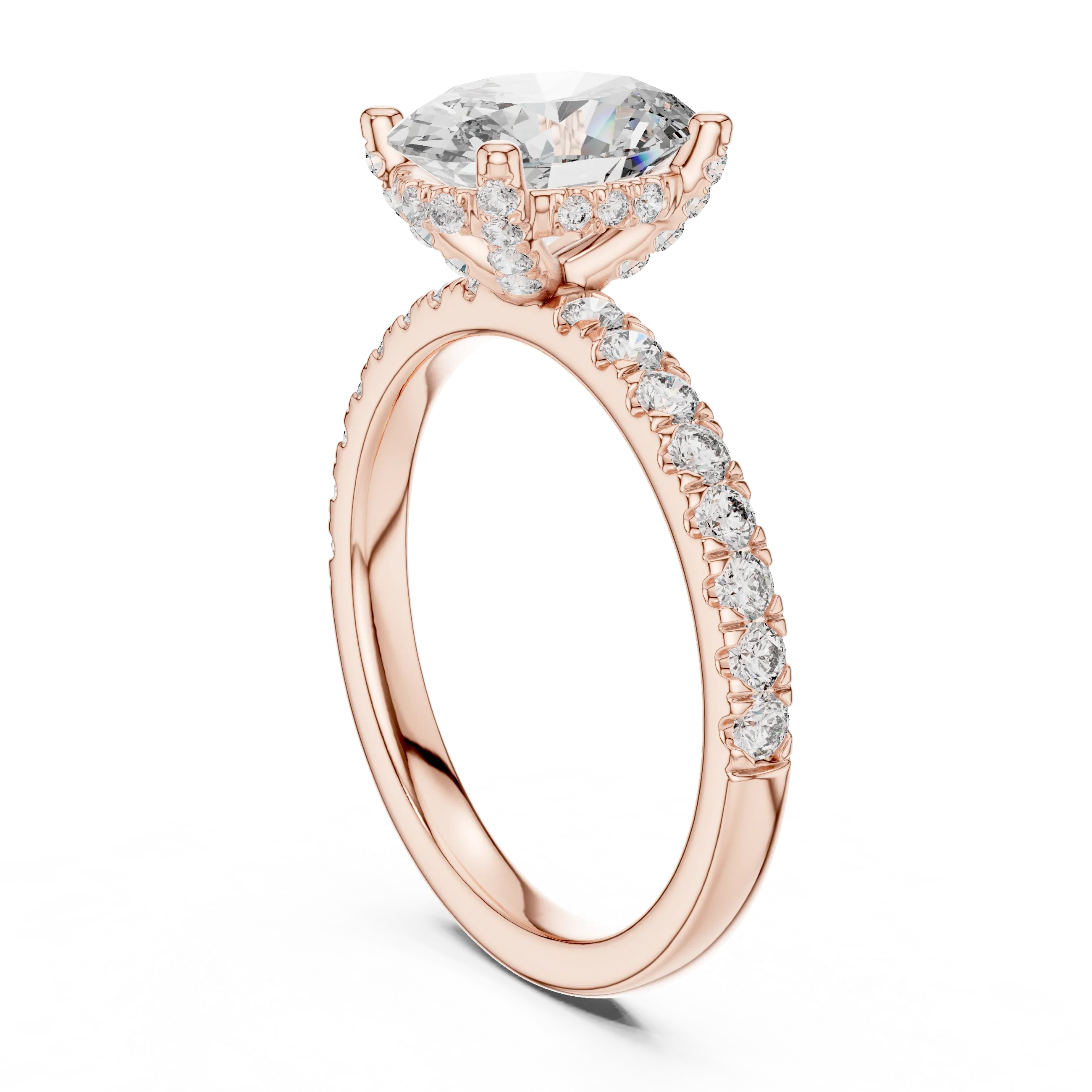 14K Gold Oval Lab Grown Diamond Engagement Ring Handcrafted 2.25 CT