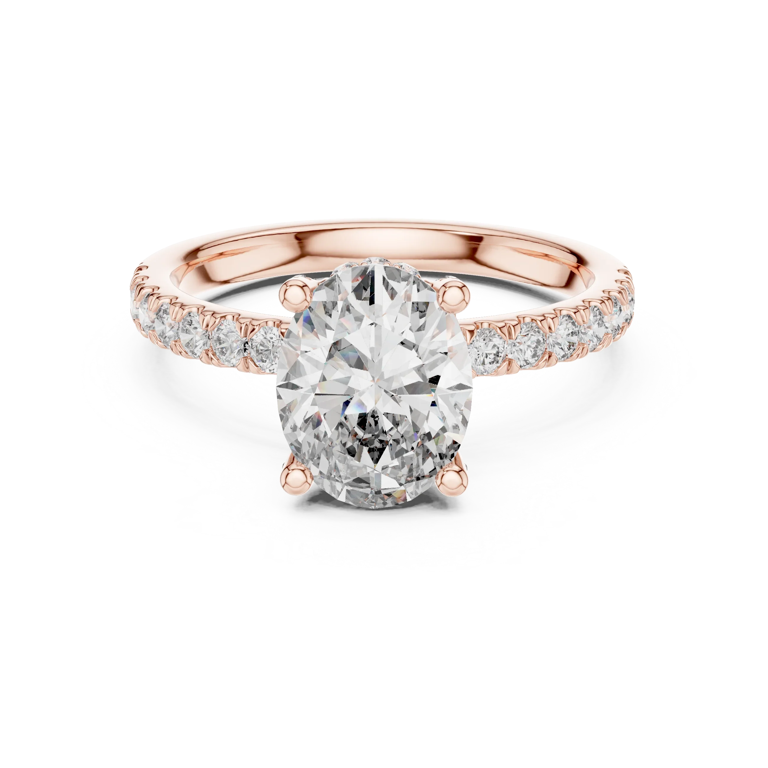 14K Gold Oval Lab Grown Diamond Engagement Ring Handcrafted 2.25 CT