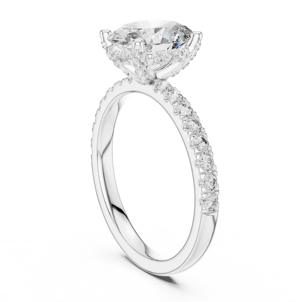 14K Gold Oval Lab Grown Diamond Engagement Ring Handcrafted 2.25 CT