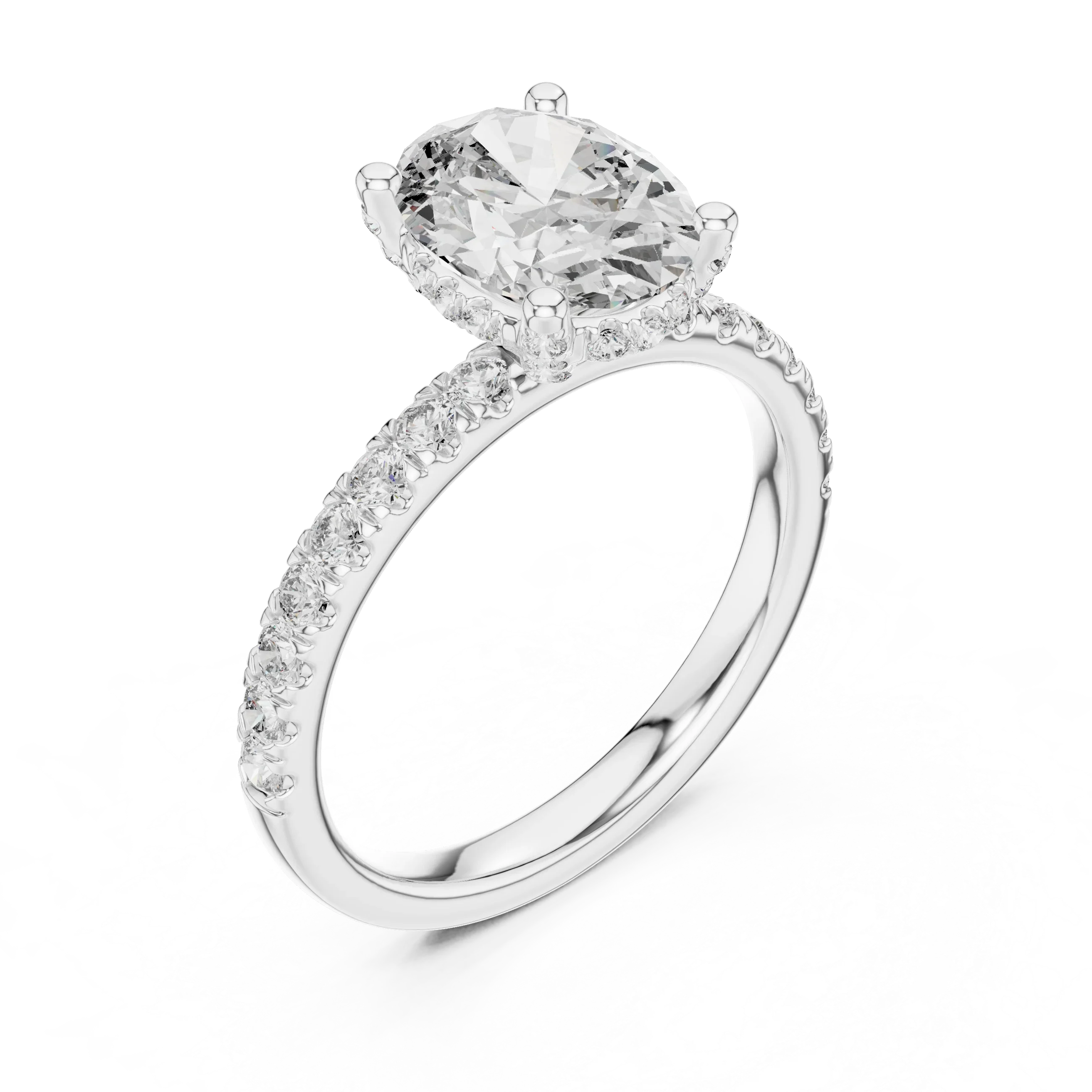 14K Gold Oval Lab Grown Diamond Engagement Ring Handcrafted 2.25 CT