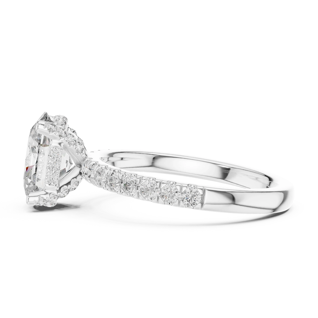 14K Gold Oval Lab Grown Diamond Engagement Ring Handcrafted 2.25 CT