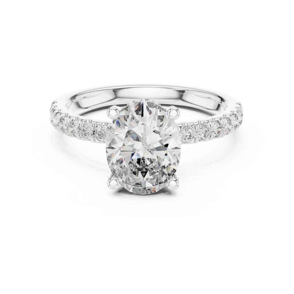 14K Gold Oval Lab Grown Diamond Engagement Ring Handcrafted 2.25 CT