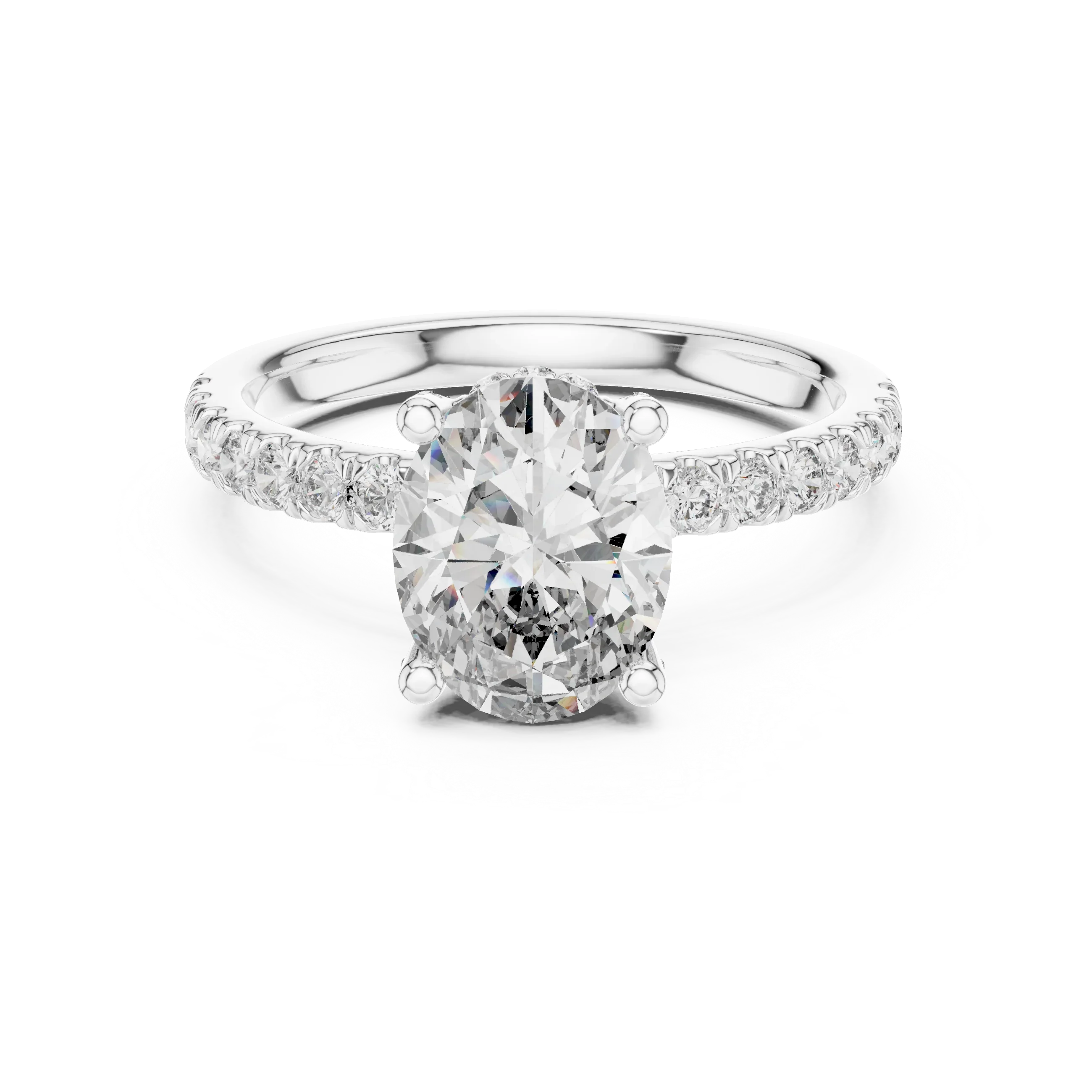 14K Gold Oval Lab Grown Diamond Engagement Ring Handcrafted 2.25 CT