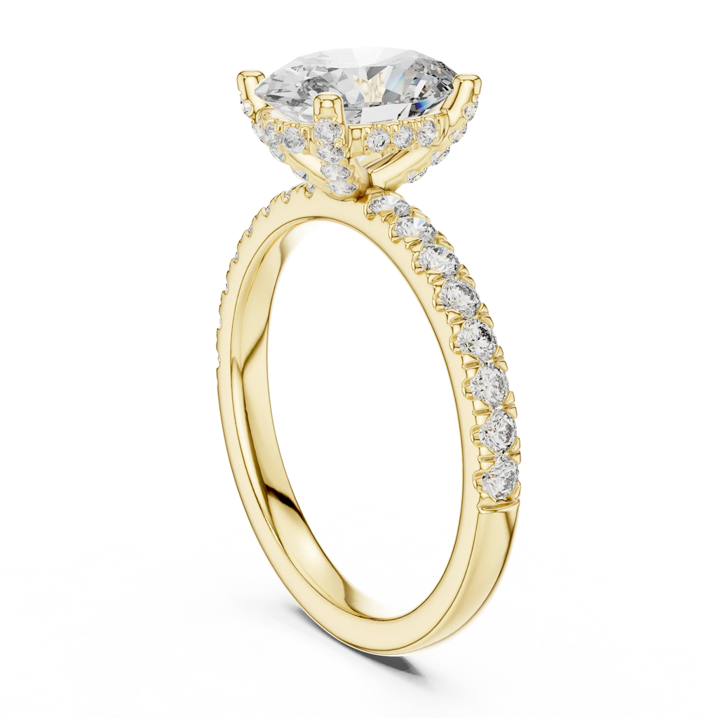 14K Gold Oval Lab Grown Diamond Engagement Ring Handcrafted 2.25 CT
