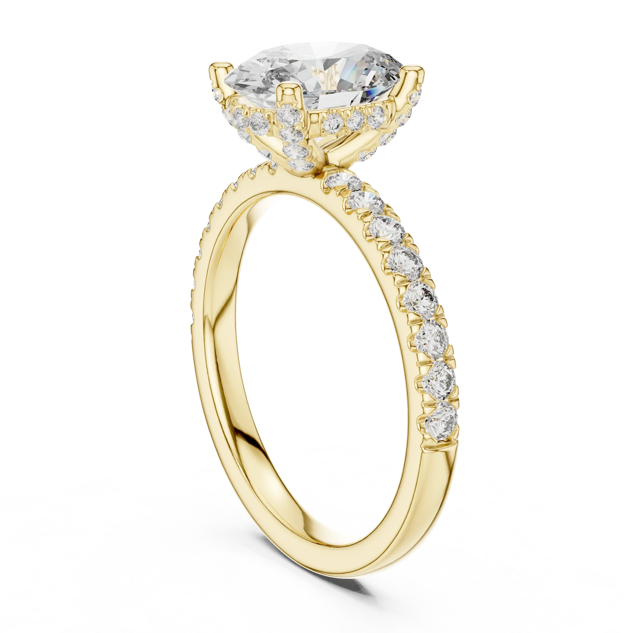 14K Gold Oval Lab Grown Diamond Engagement Ring Handcrafted 2.25 CT