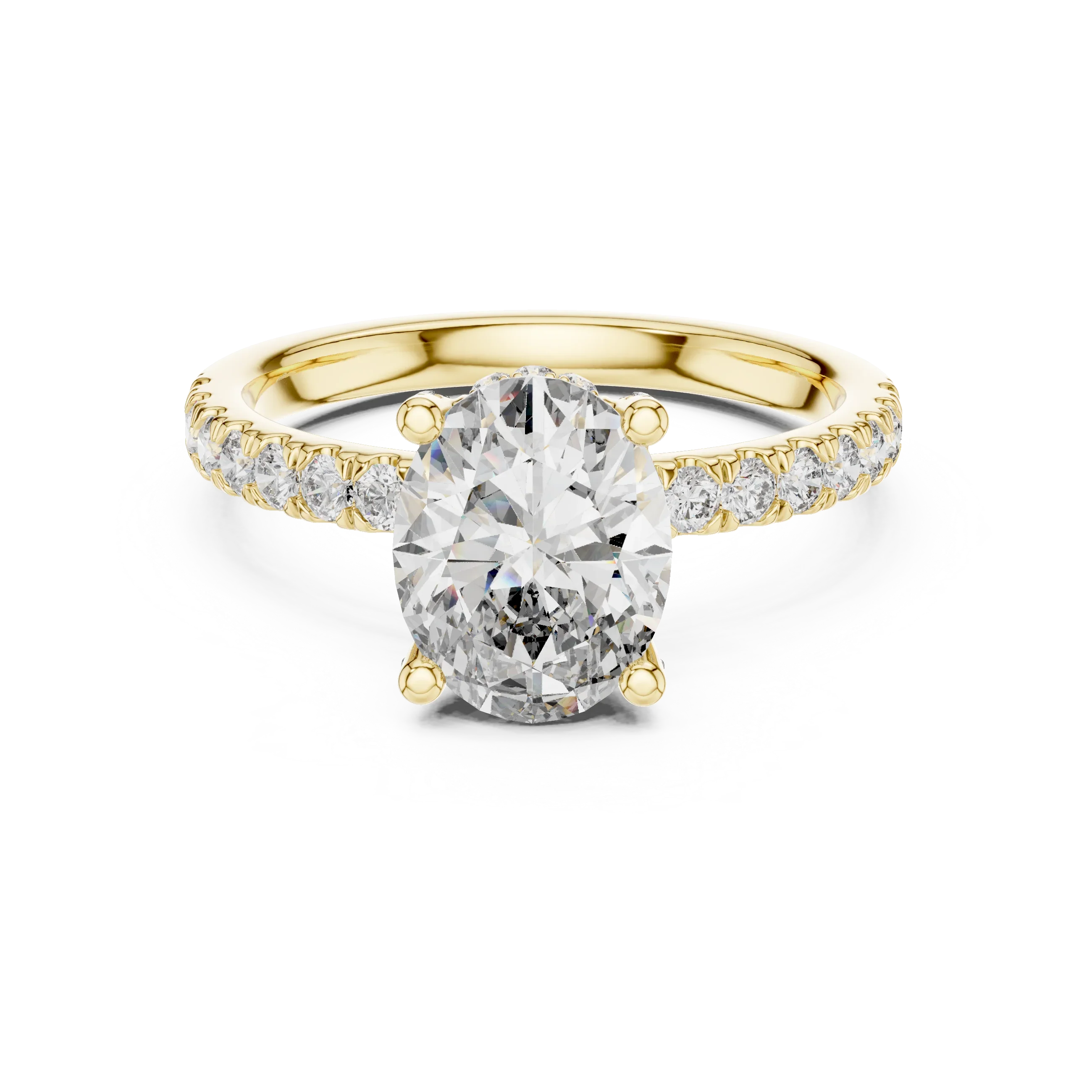 14K Gold Oval Lab Grown Diamond Engagement Ring Handcrafted 2.25 CT