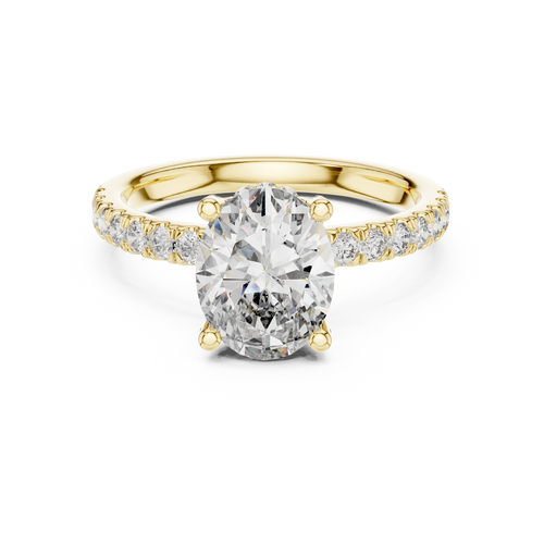 14K Gold Oval Lab Grown Diamond Engagement Ring Handcrafted 2.25 CT