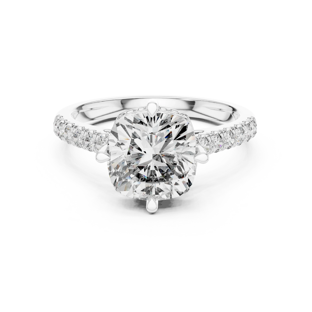 3.89 CT Cushion Moissanite Brilliant Cut Engagement Ring D Color
