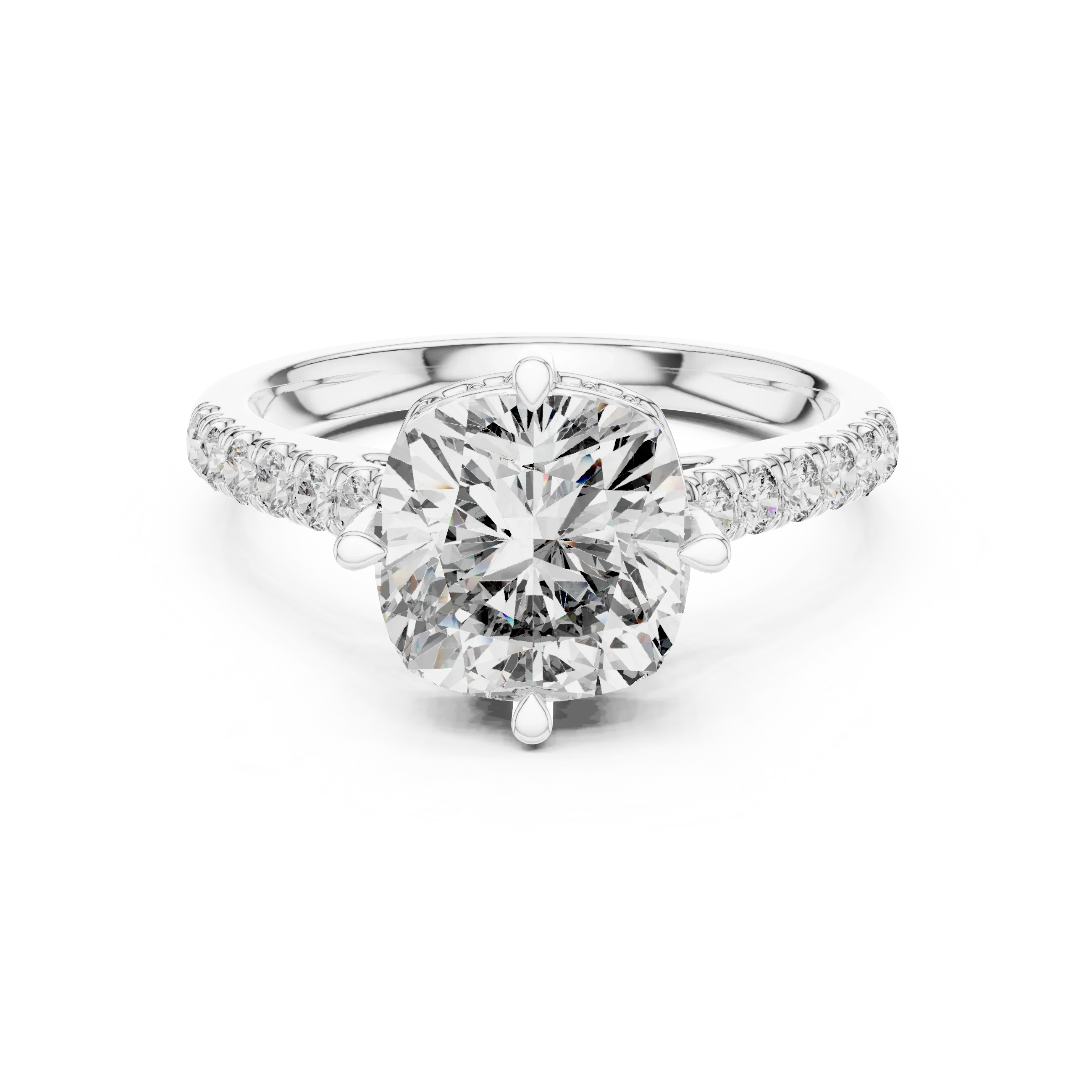 3.89 CT Cushion Moissanite Brilliant Cut Engagement Ring D Color