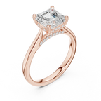 Hidden Halo Asscher Cut 2.15 CT Diamond Wedding Ring 14K Yellow Gold