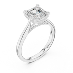 Hidden Halo Asscher Cut 2.15 CT Diamond Wedding Ring 14K Yellow Gold