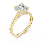 Hidden Halo Asscher Cut 2.15 CT Diamond Wedding Ring 14K Yellow Gold