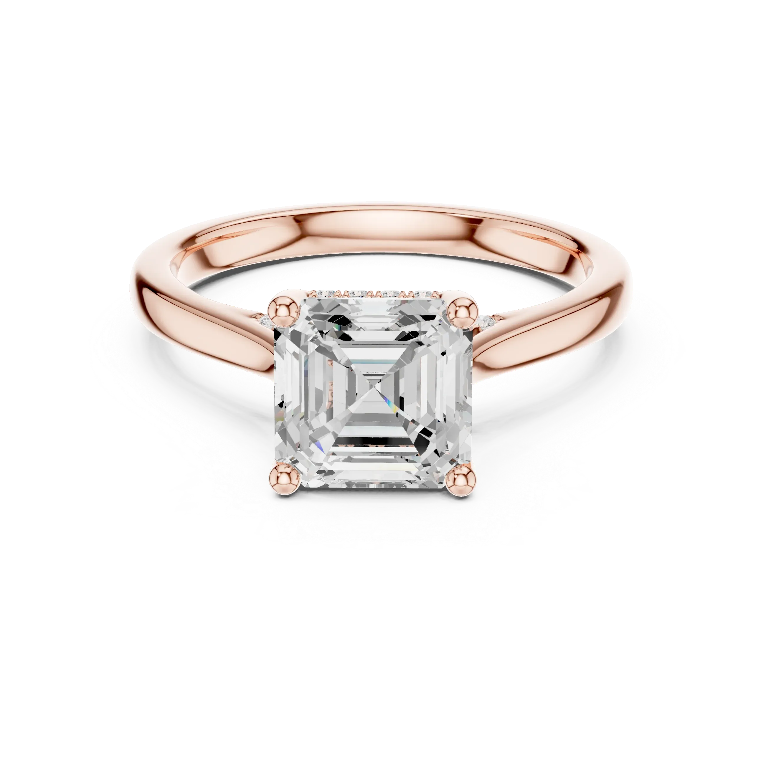 Hidden Halo Asscher Cut 2.15 CT Diamond Wedding Ring 14K Yellow Gold