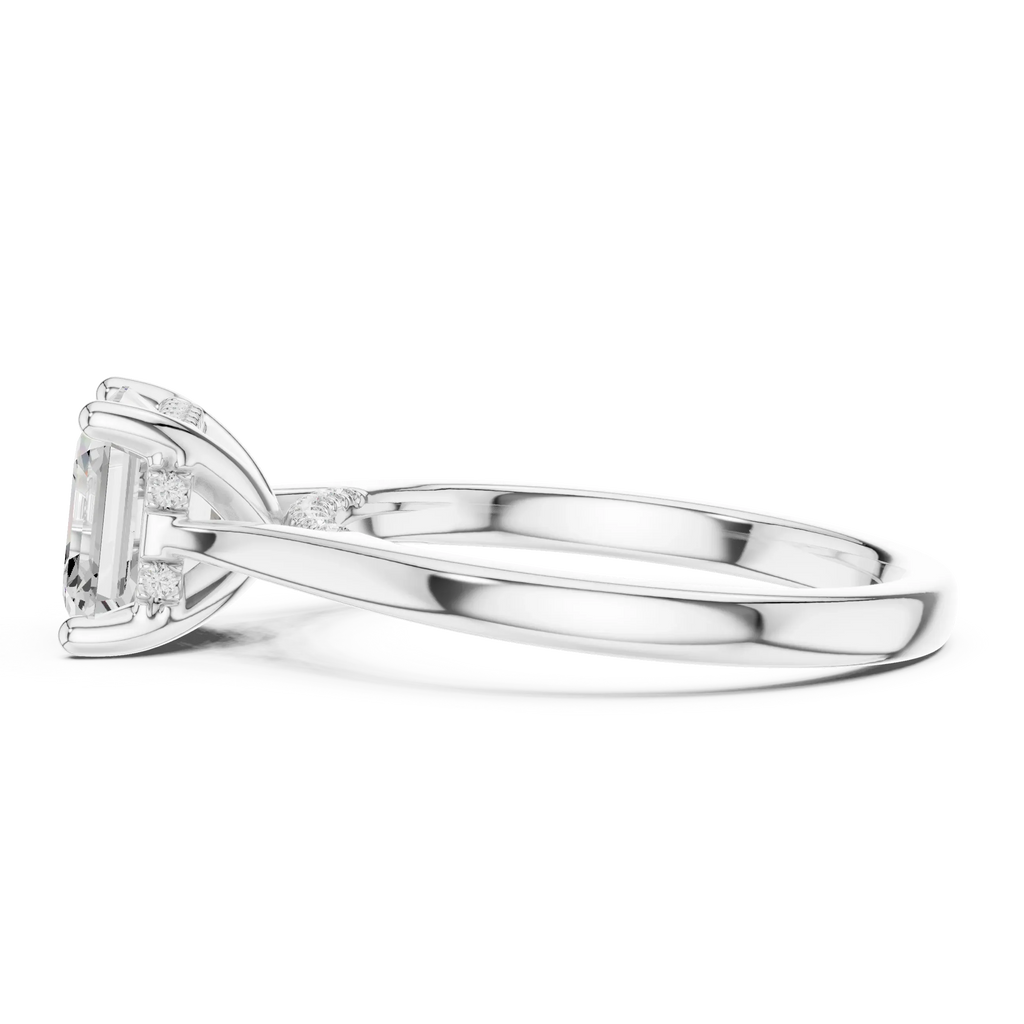 Hidden Halo Asscher Cut 2.15 CT Diamond Wedding Ring 14K Yellow Gold