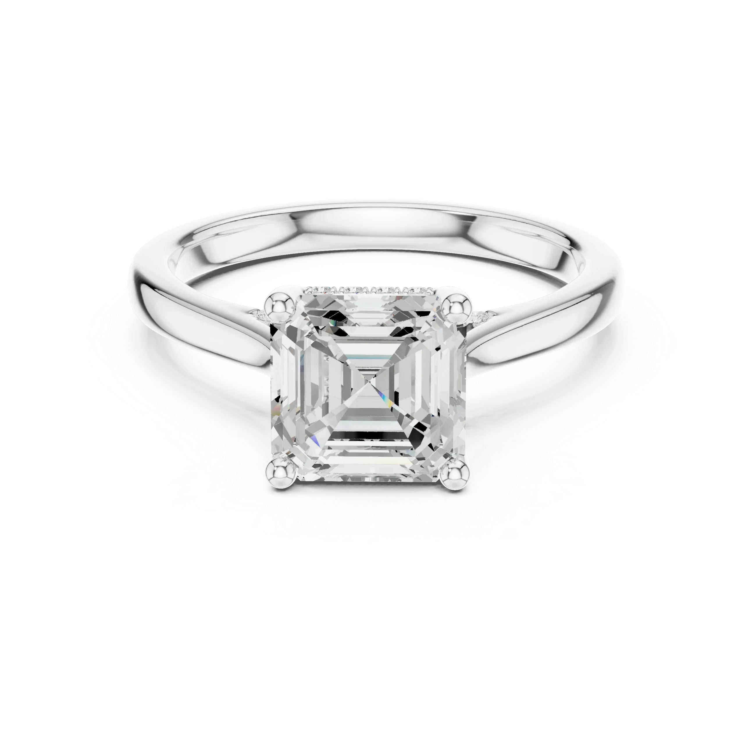 Hidden Halo Asscher Cut 2.15 CT Diamond Wedding Ring 14K Yellow Gold