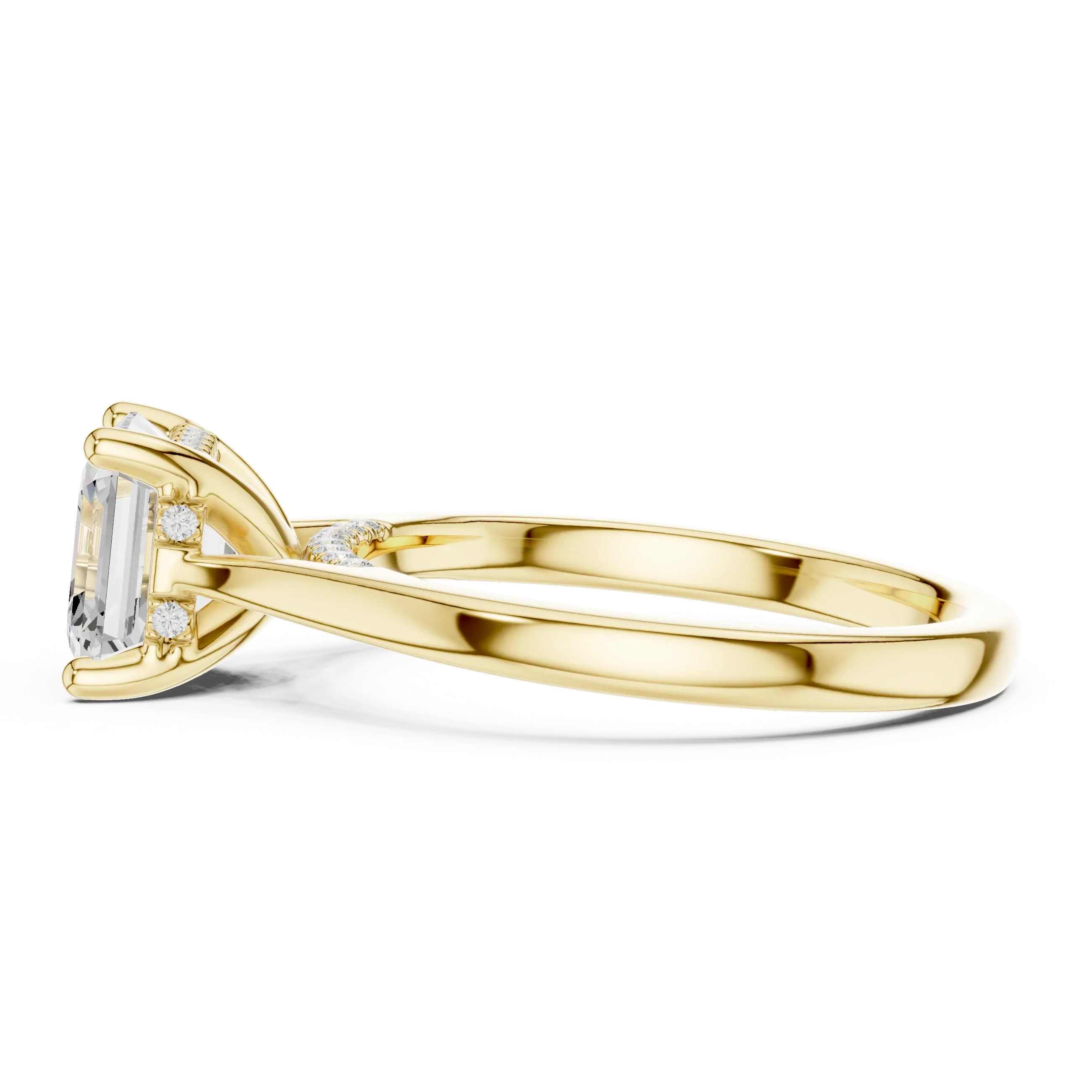 Hidden Halo Asscher Cut 2.15 CT Diamond Wedding Ring 14K Yellow Gold