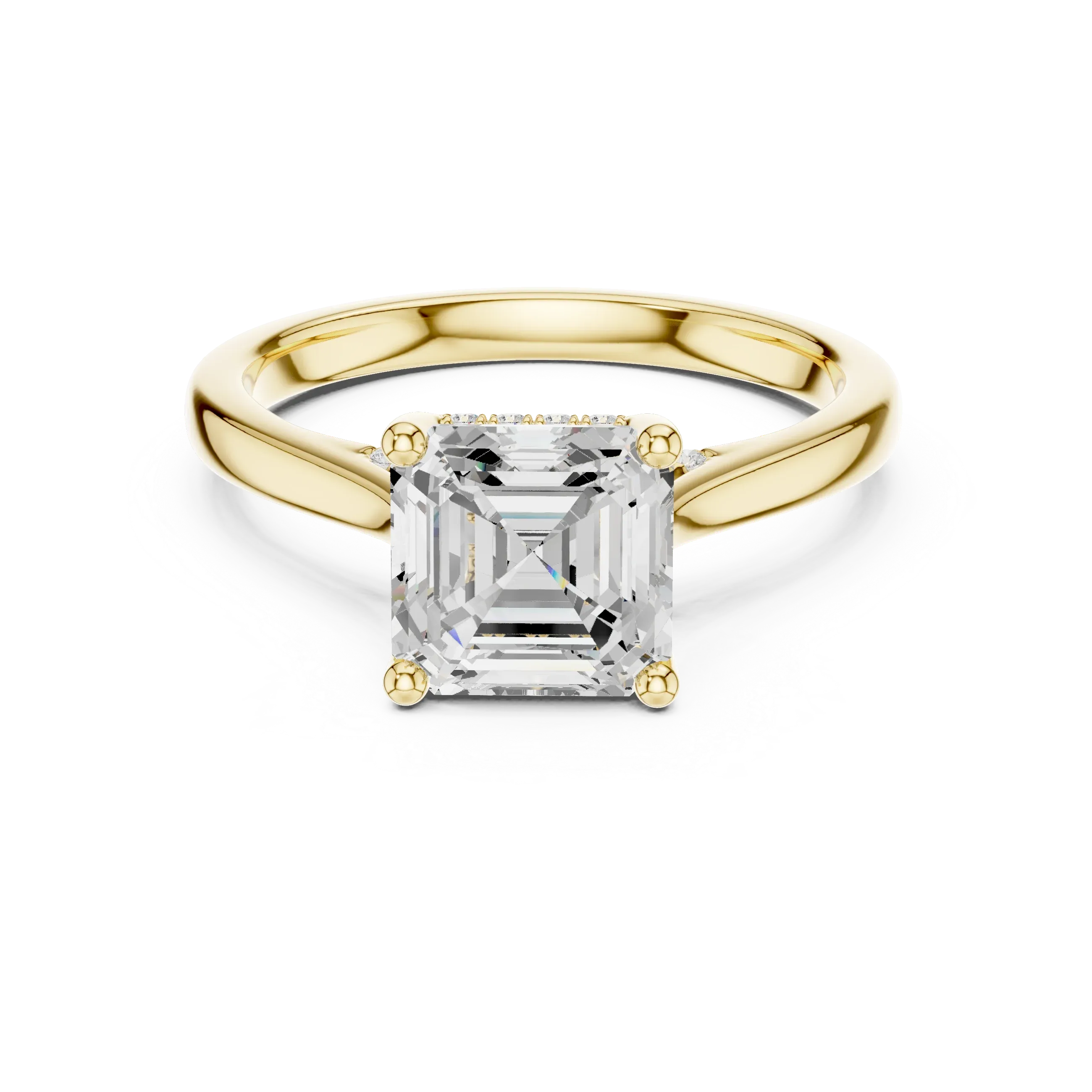 Hidden Halo Asscher Cut 2.15 CT Diamond Wedding Ring 14K Yellow Gold
