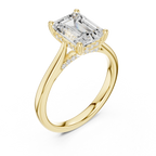 Hidden Halo Emerald Cut 2.15 CT Diamond Wedding Ring 14K Yellow Gold
