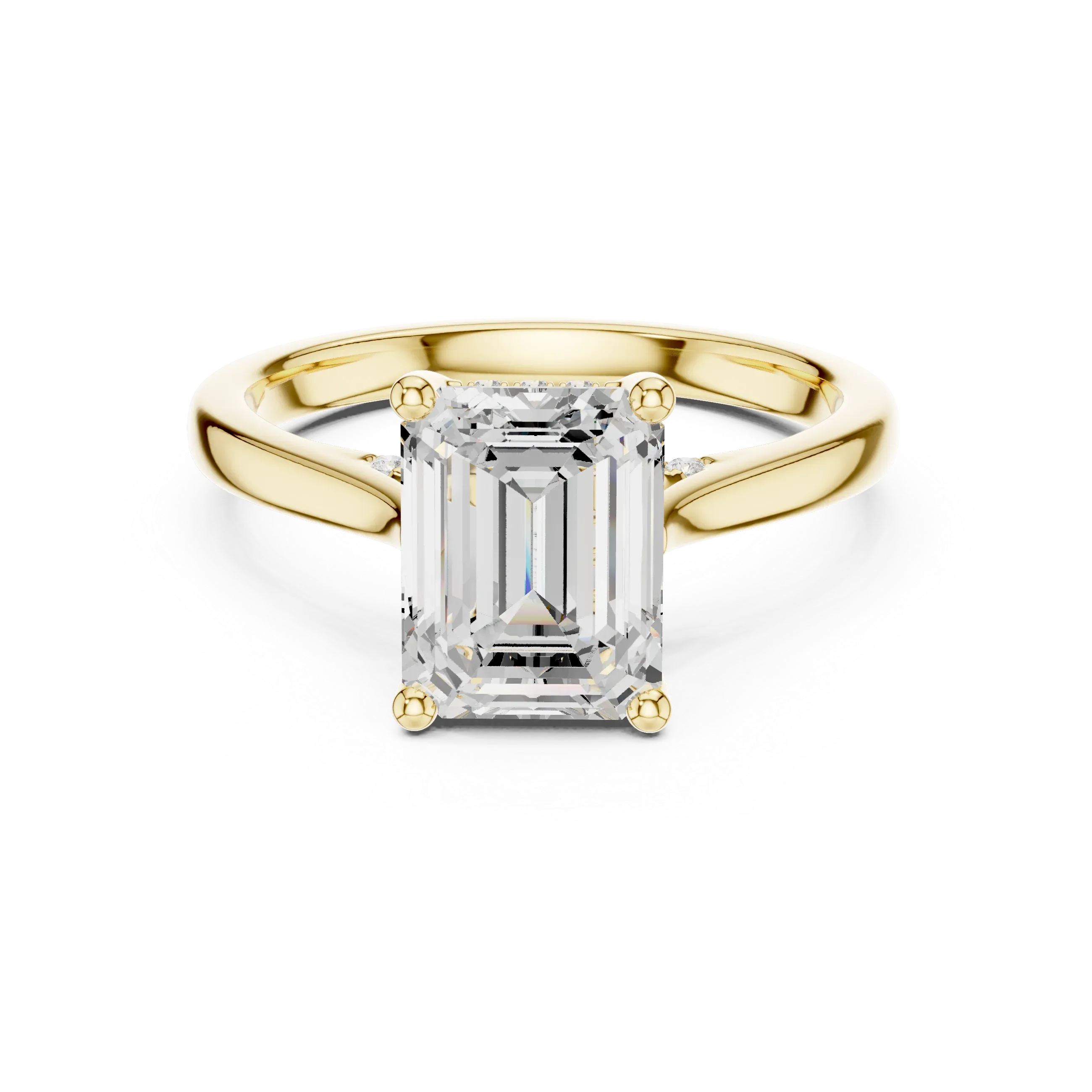 Hidden Halo Emerald Cut 2.15 CT Diamond Wedding Ring 14K Yellow Gold