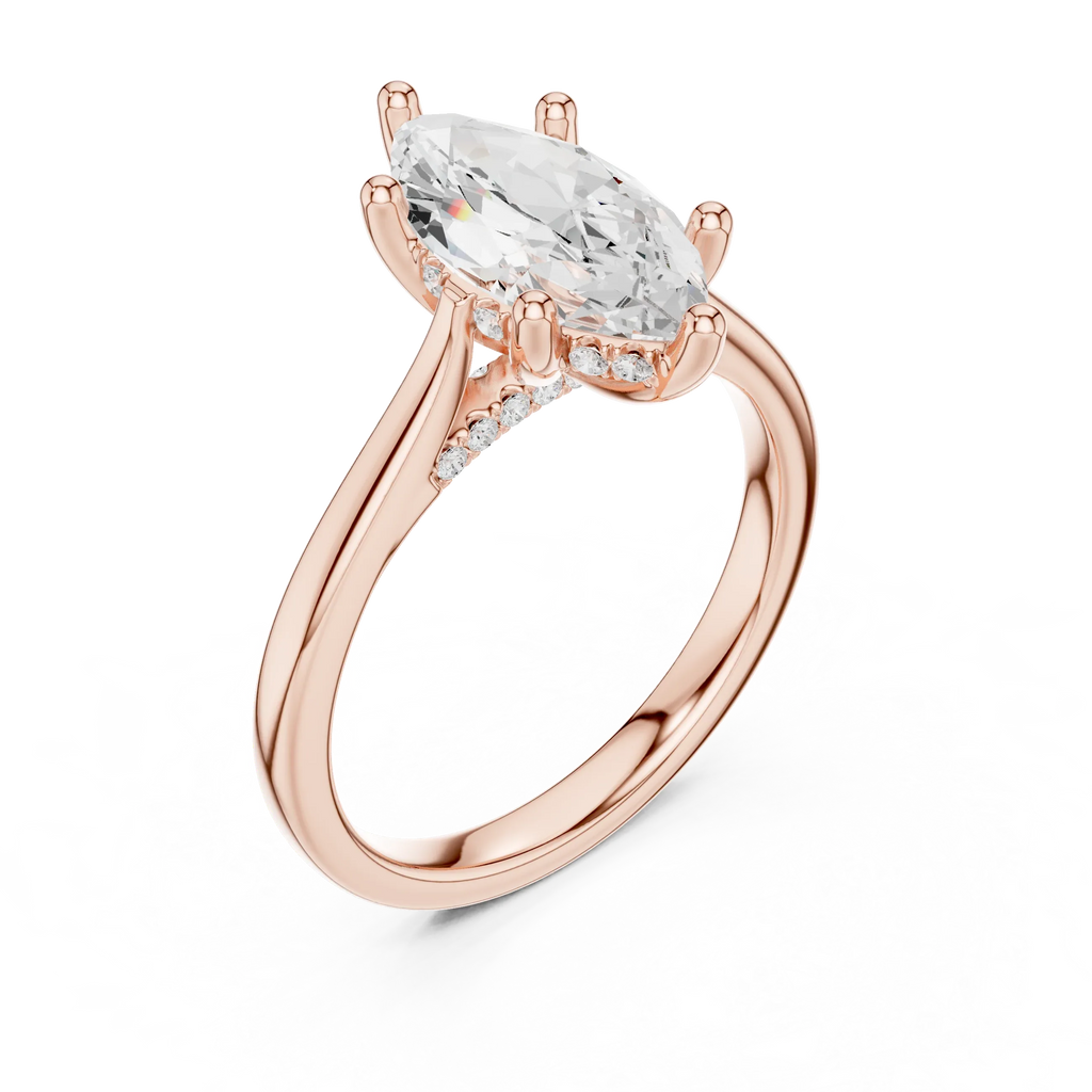 Hidden Halo Marquise Cut 2.15 CT Diamond Wedding Ring 14K Yellow Gold