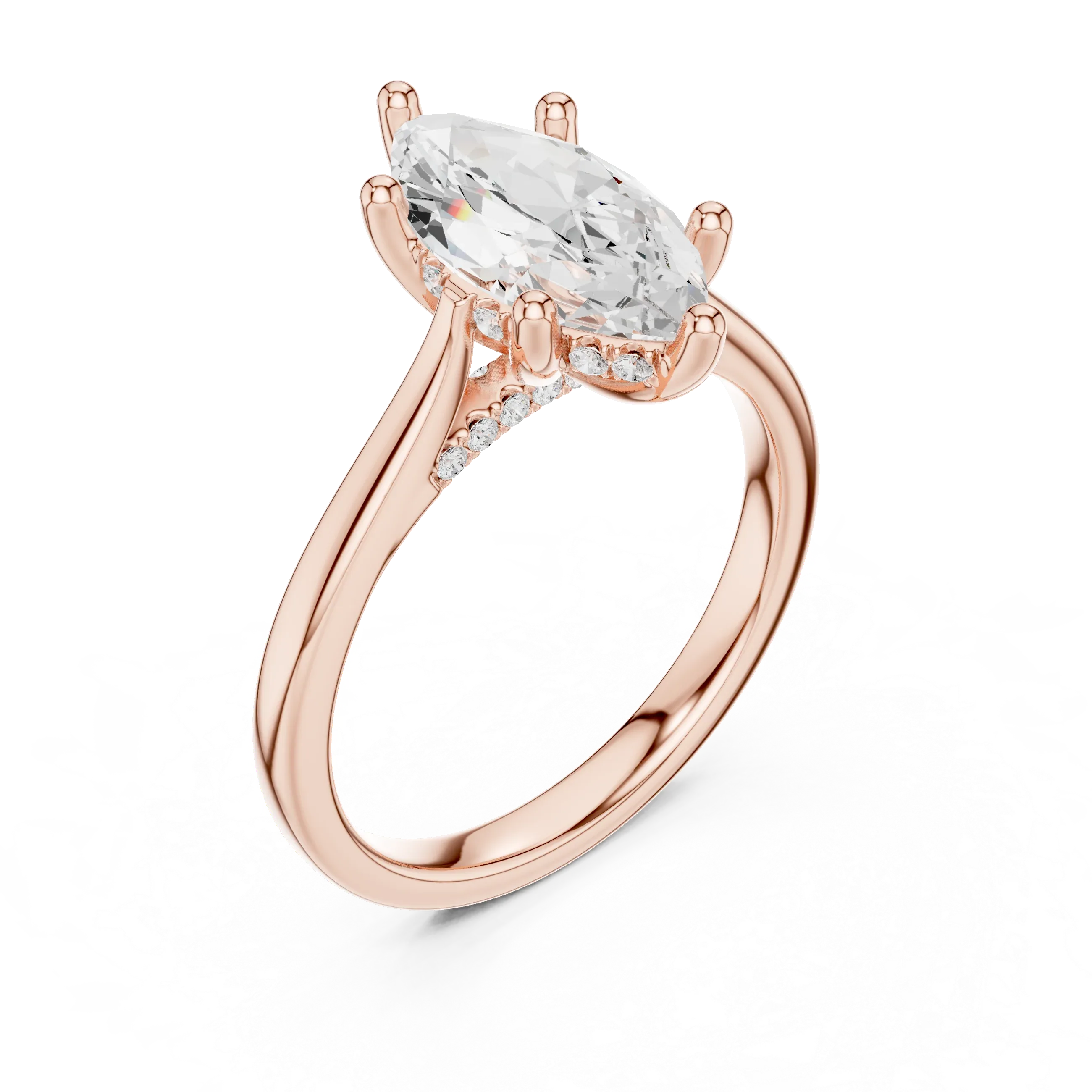 Hidden Halo Marquise Cut 2.15 CT Diamond Wedding Ring 14K Yellow Gold