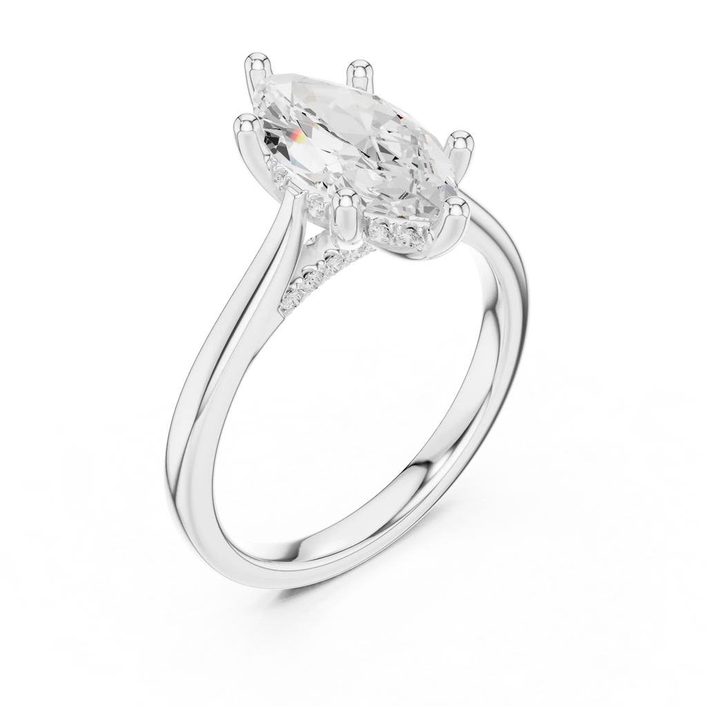 Hidden Halo Marquise Cut 2.15 CT Diamond Wedding Ring 14K Yellow Gold