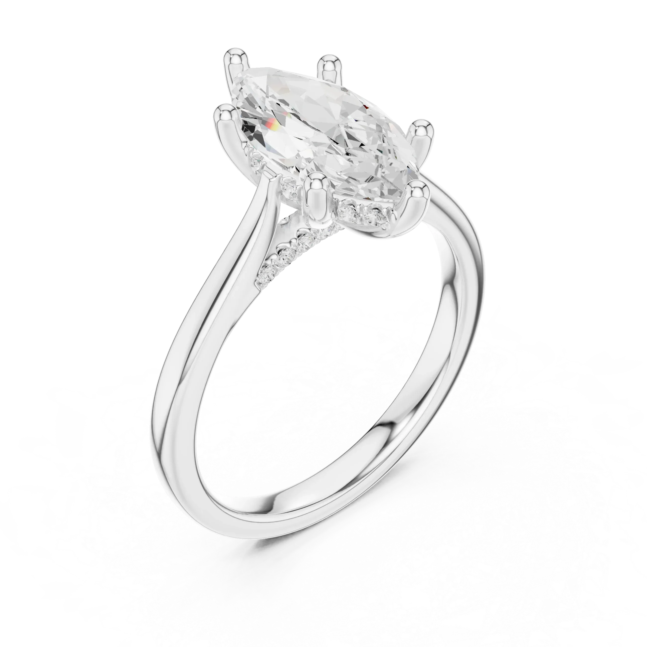 Hidden Halo Marquise Cut 2.15 CT Diamond Wedding Ring 14K Yellow Gold