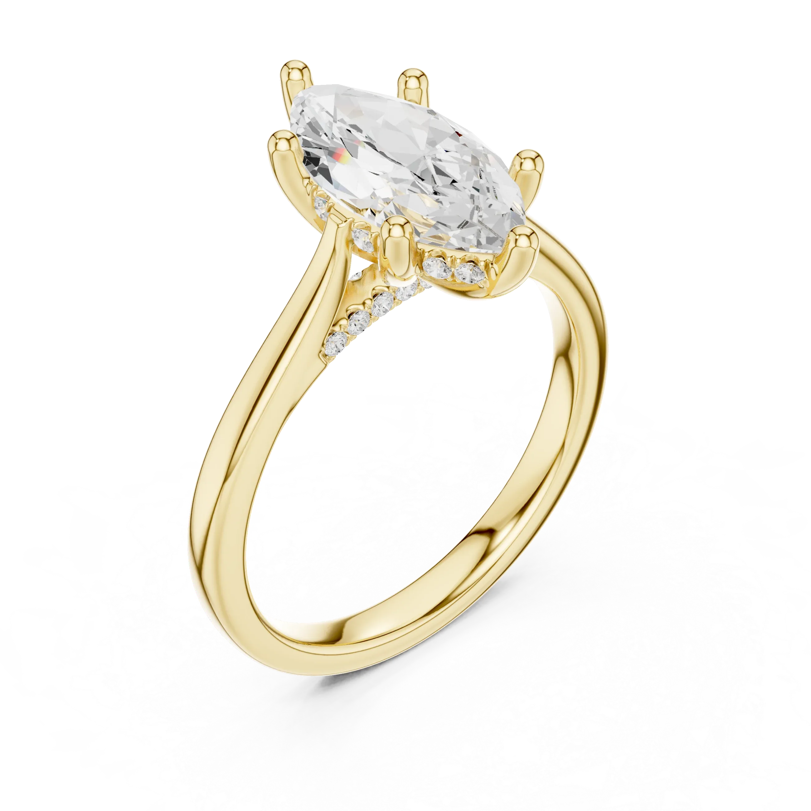 Hidden Halo Marquise Cut 2.15 CT Diamond Wedding Ring 14K Yellow Gold