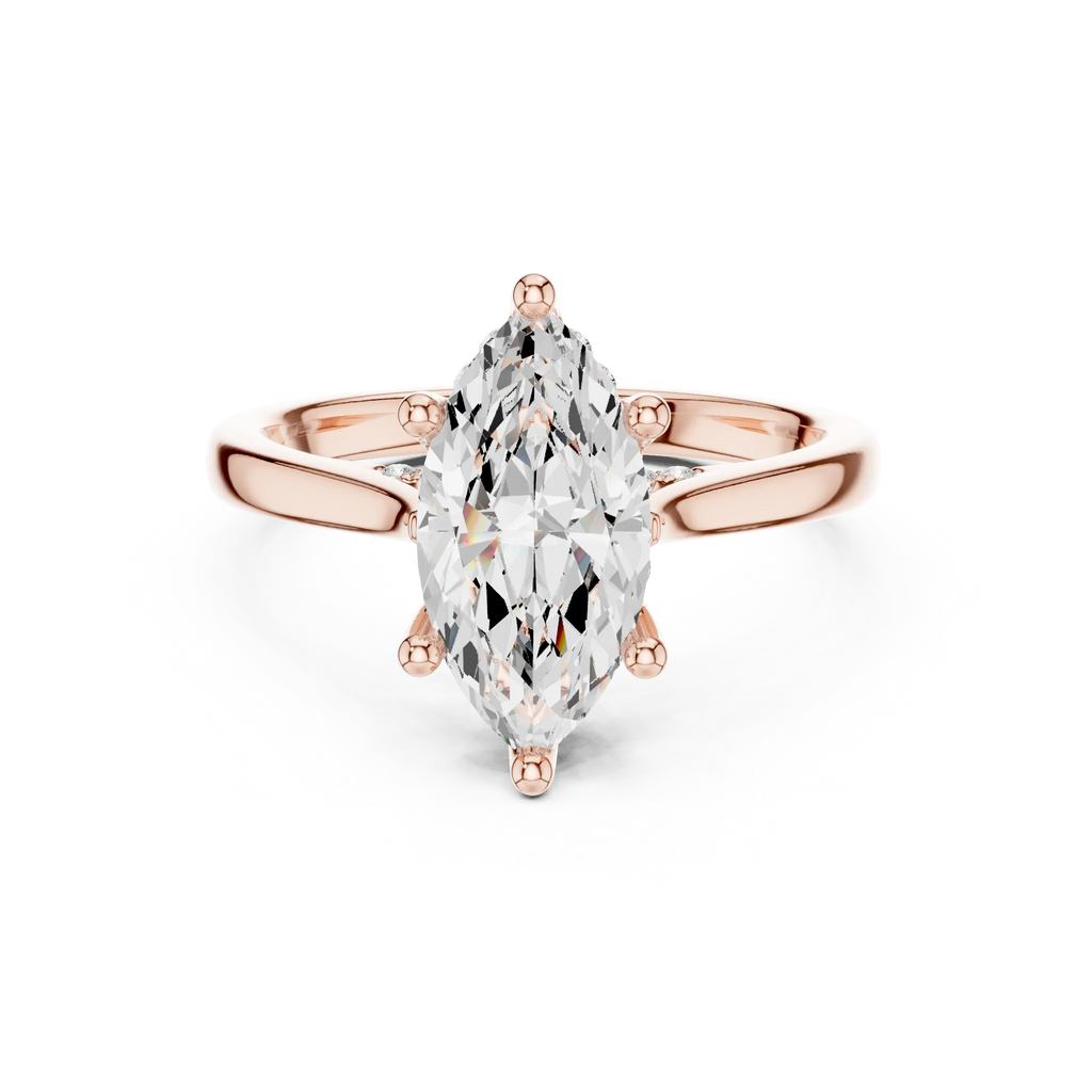 Hidden Halo Marquise Cut 2.15 CT Diamond Wedding Ring 14K Yellow Gold