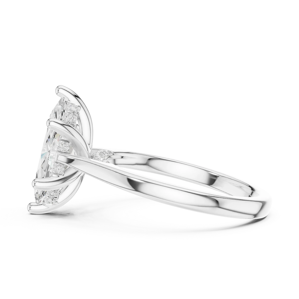 Hidden Halo Marquise Cut 2.15 CT Diamond Wedding Ring 14K Yellow Gold