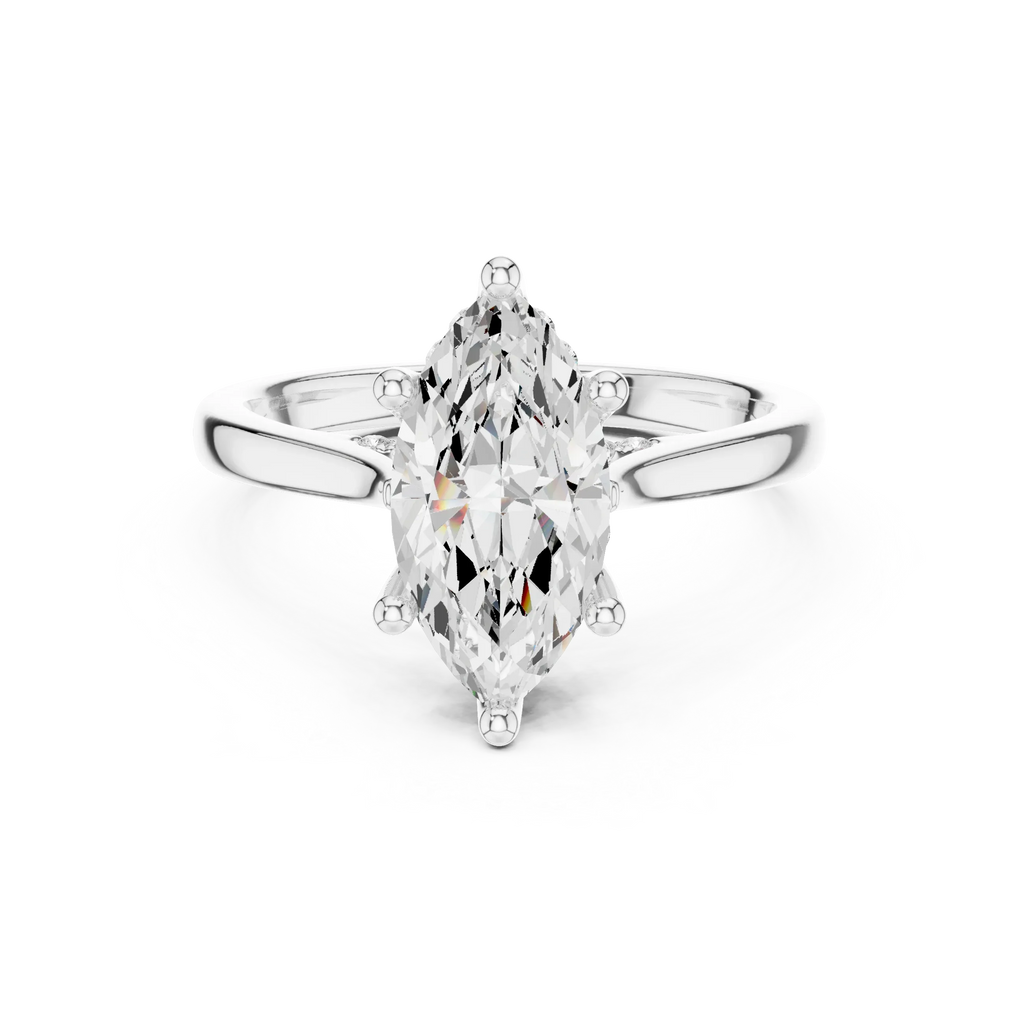 Hidden Halo Marquise Cut 2.15 CT Diamond Wedding Ring 14K Yellow Gold