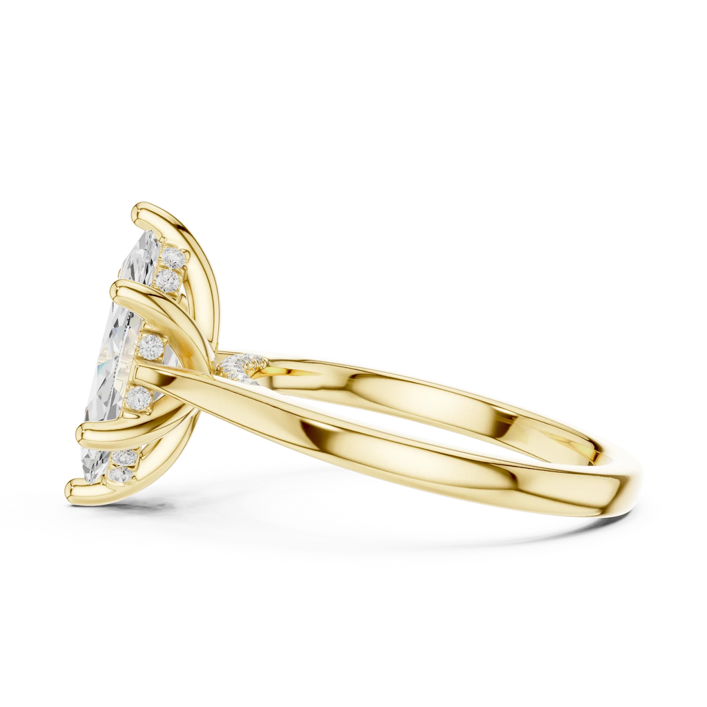 Hidden Halo Marquise Cut 2.15 CT Diamond Wedding Ring 14K Yellow Gold