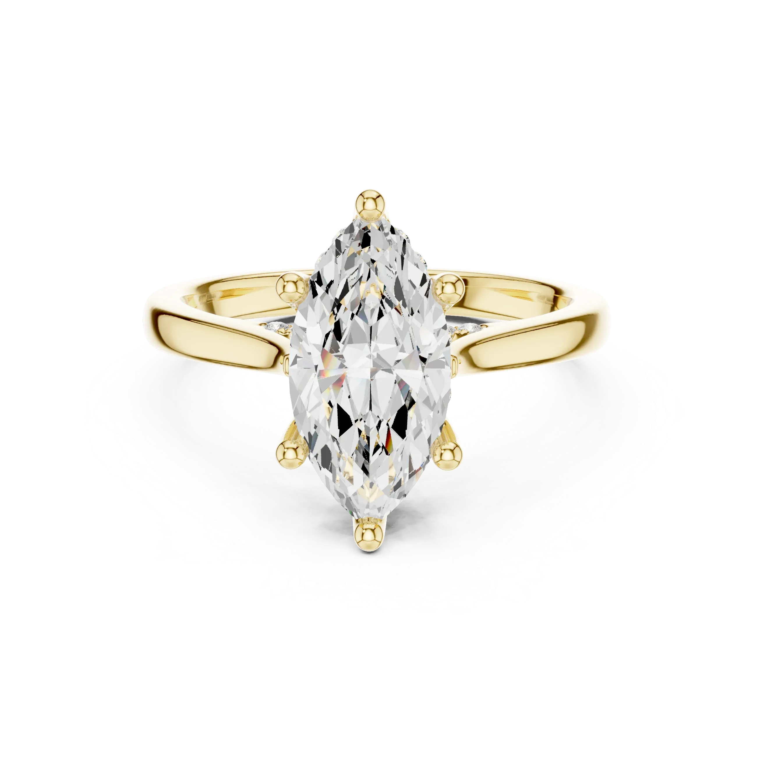 Hidden Halo Marquise Cut 2.15 CT Diamond Wedding Ring 14K Yellow Gold