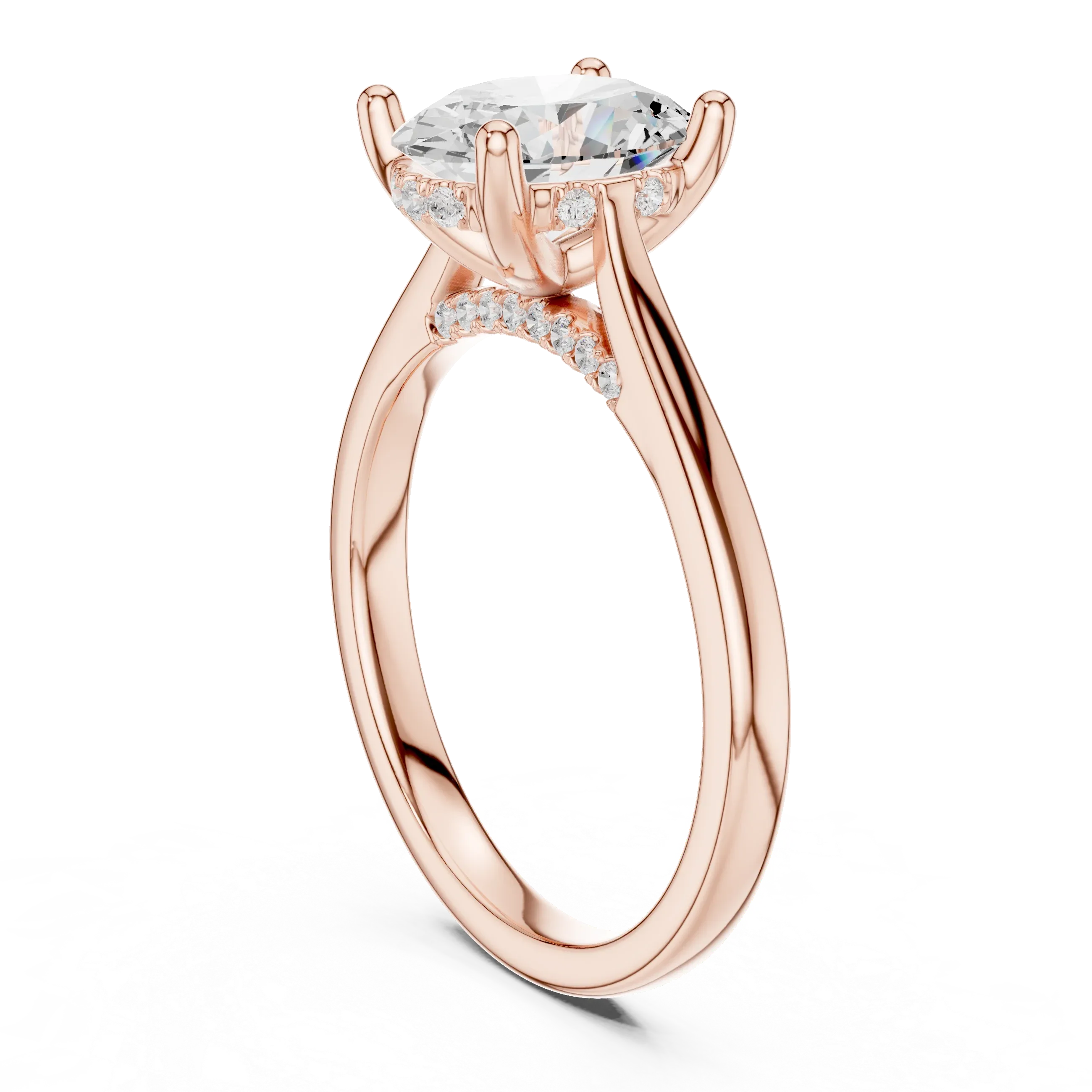Hidden Halo Oval Cut 2.15 CT Diamond Wedding Ring 14K Yellow Gold