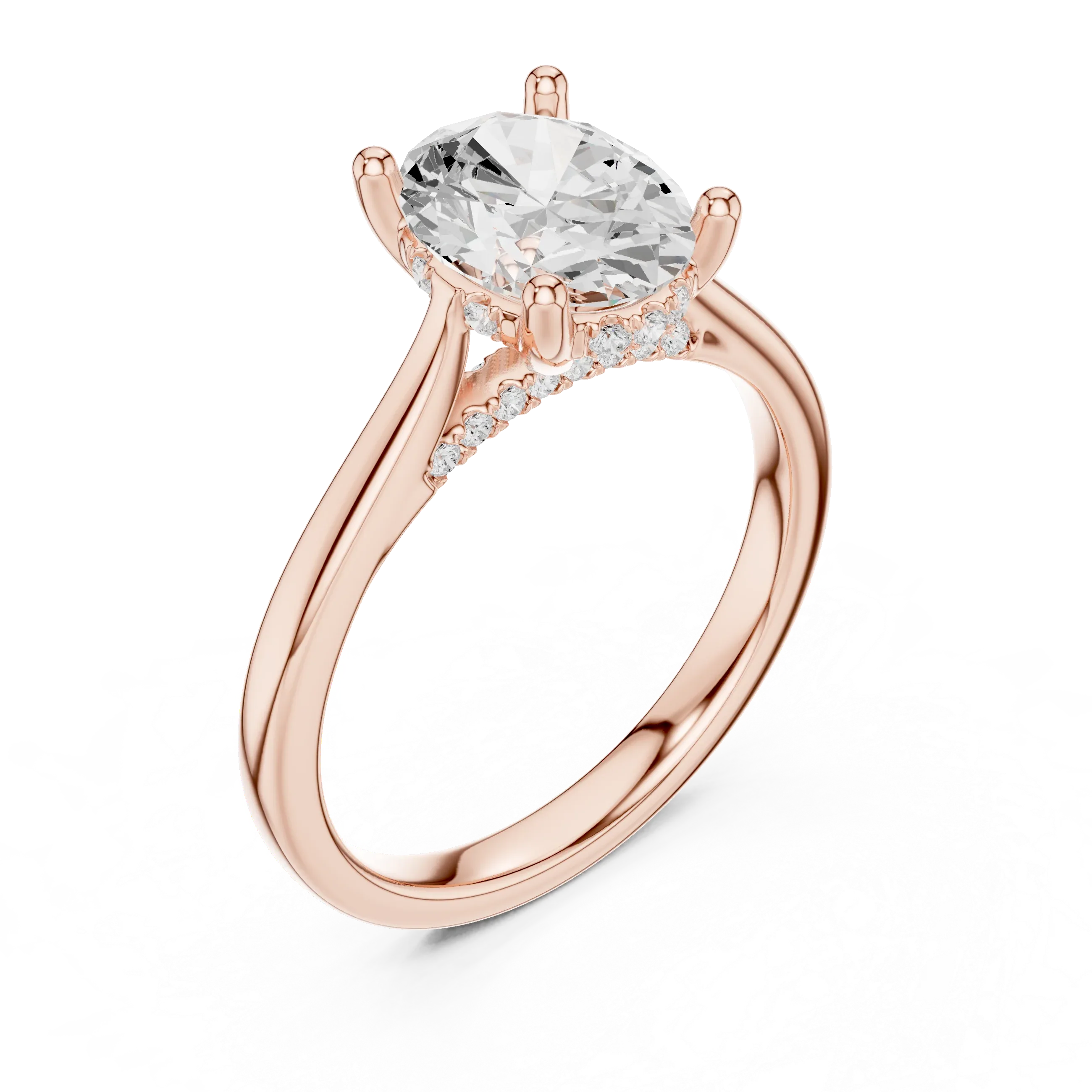 Hidden Halo Oval Cut 2.15 CT Diamond Wedding Ring 14K Yellow Gold