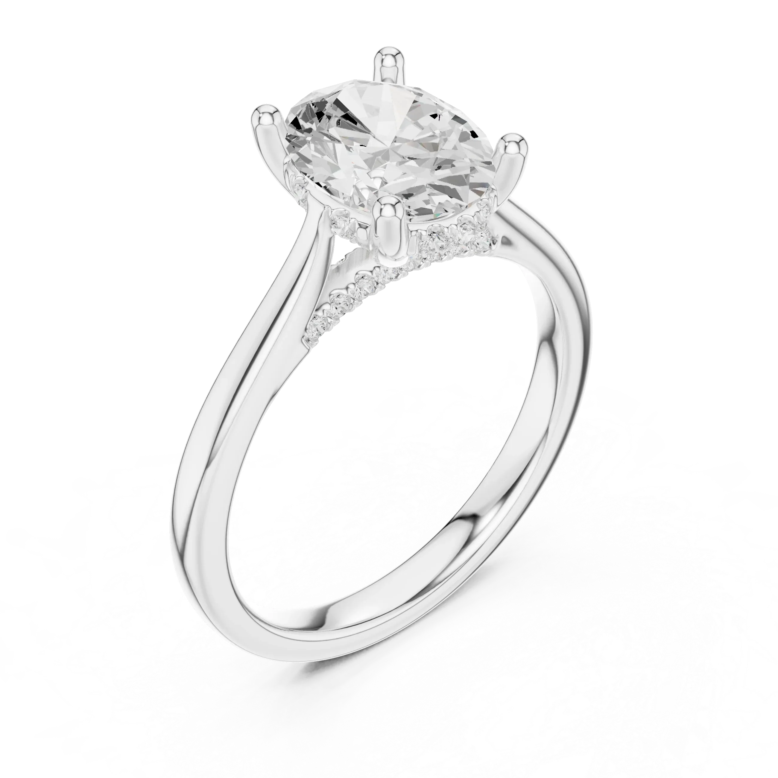 Hidden Halo Oval Cut 2.15 CT Diamond Wedding Ring 14K Yellow Gold