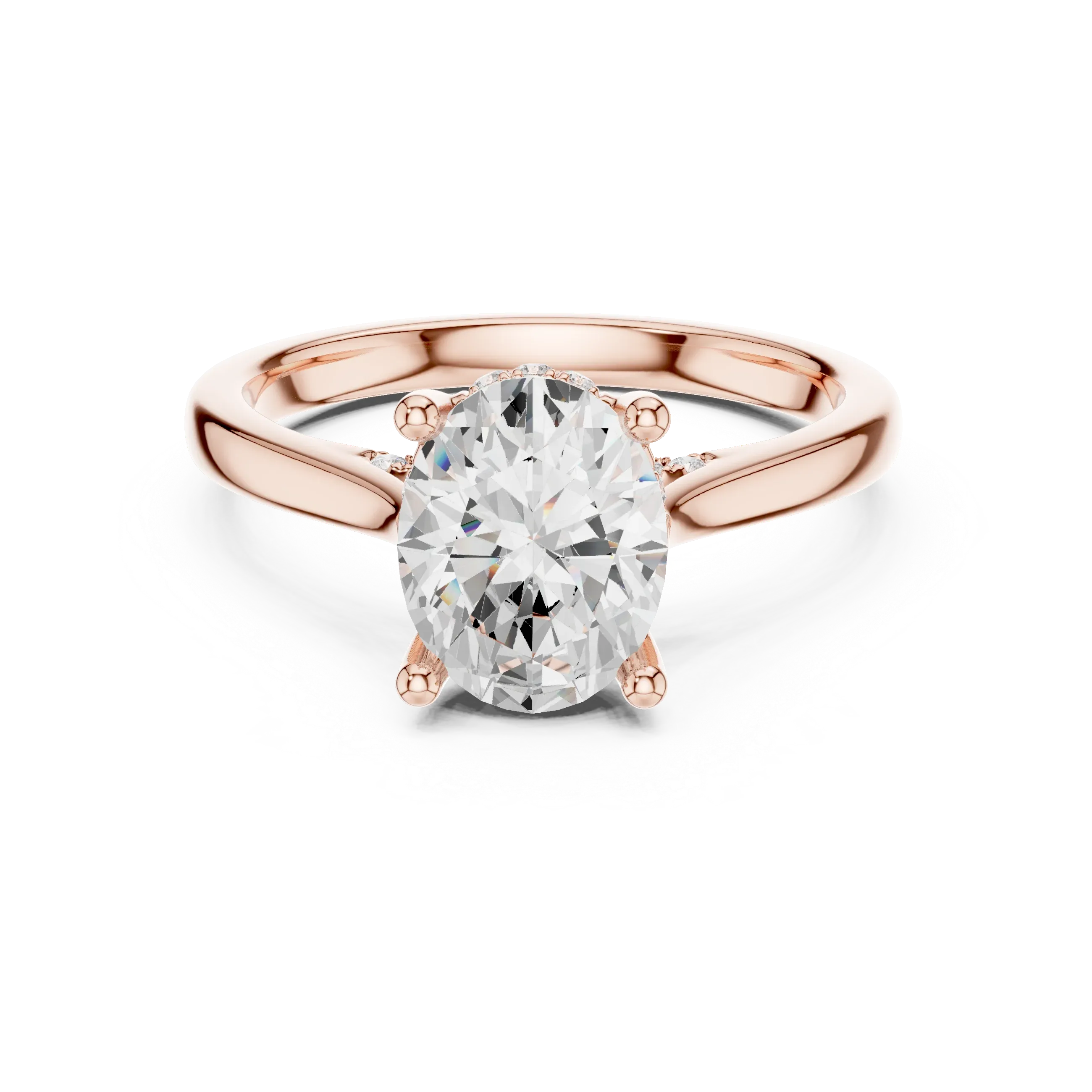 Hidden Halo Oval Cut 2.15 CT Diamond Wedding Ring 14K Yellow Gold