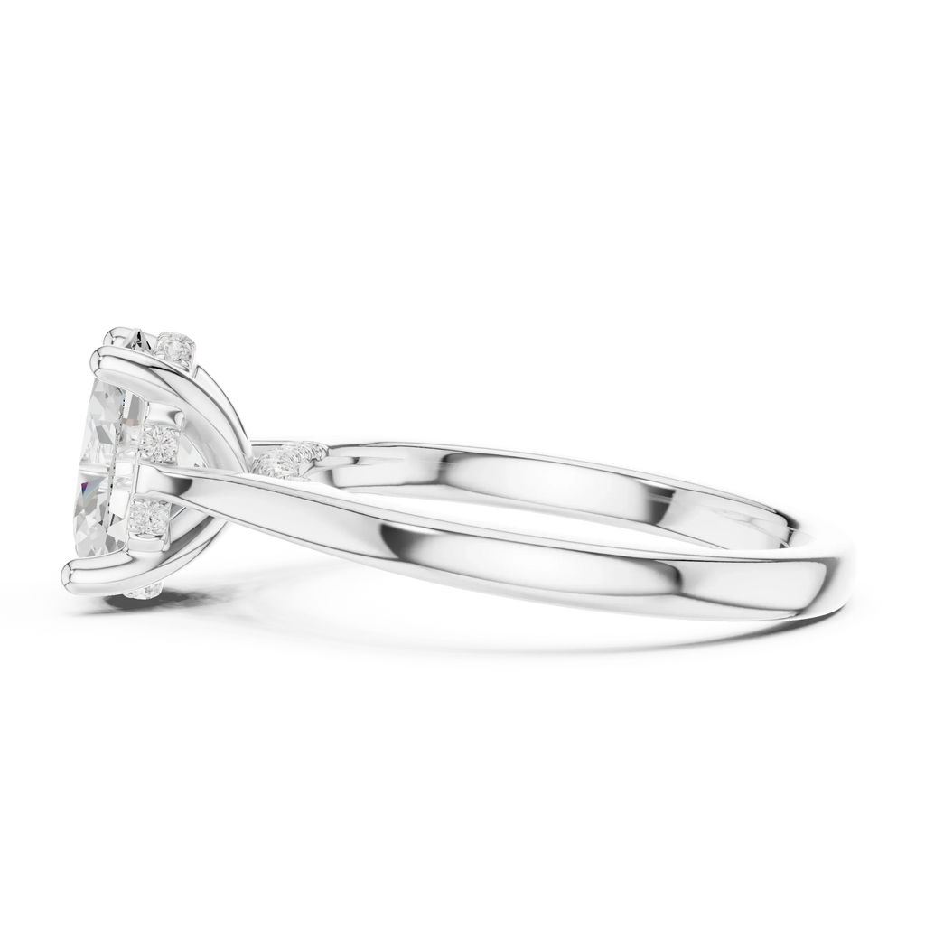 Hidden Halo Oval Cut 2.15 CT Diamond Wedding Ring 14K Yellow Gold
