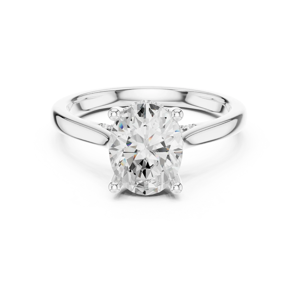 Hidden Halo Oval Cut 2.15 CT Diamond Wedding Ring 14K Yellow Gold