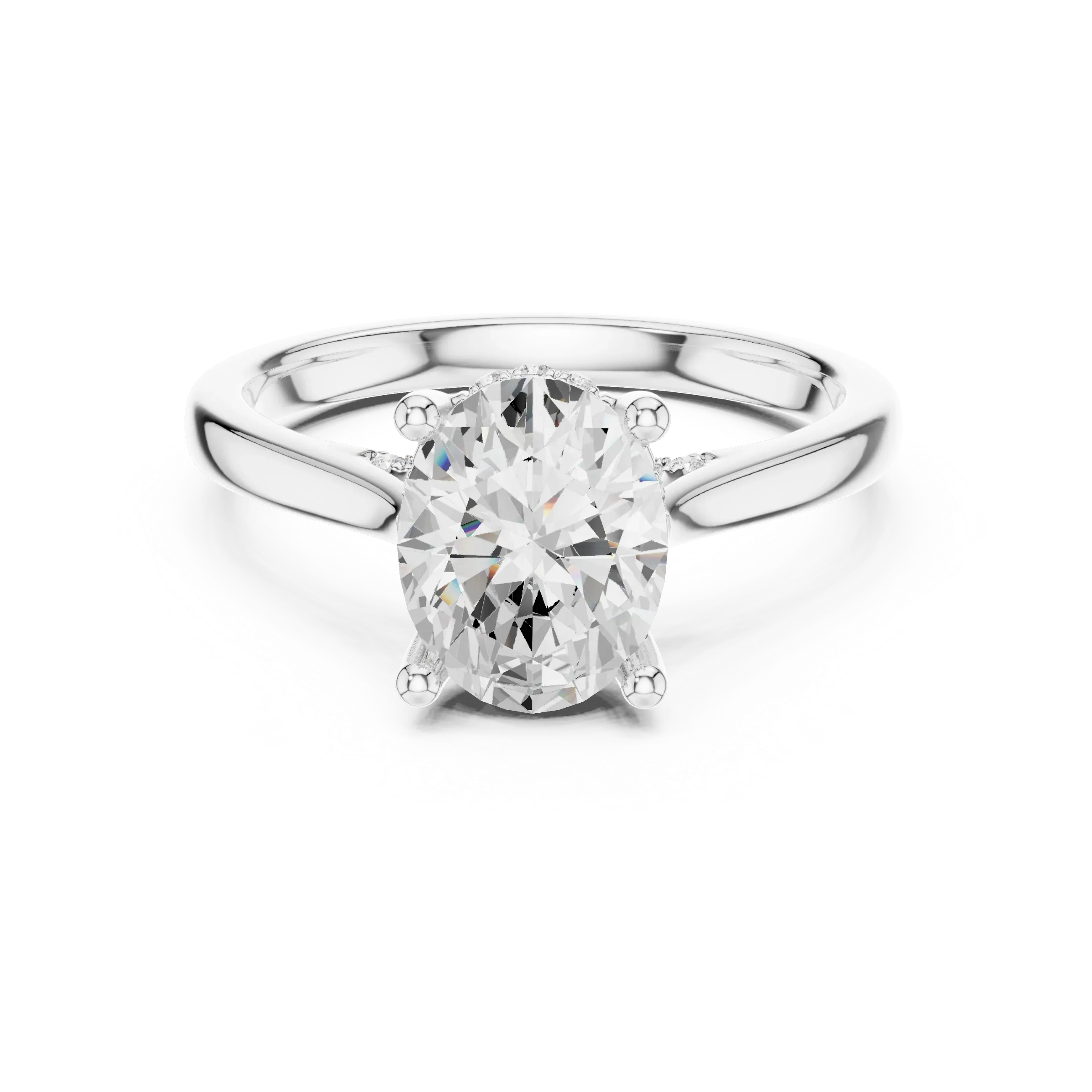 Hidden Halo Oval Cut 2.15 CT Diamond Wedding Ring 14K Yellow Gold